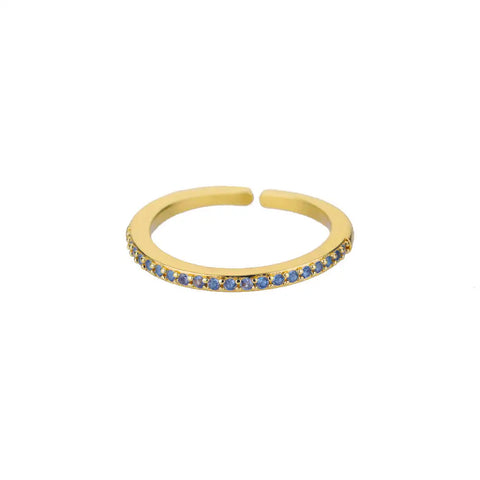 Mini Zircon Green Rings for Women - Adjustable Stainless Steel Gold Color Engagement Wedding Jewelry Gift