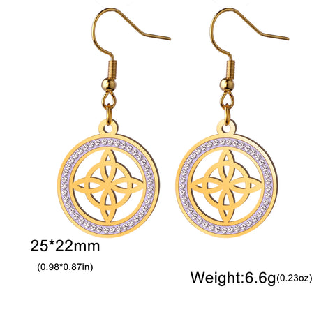 Skyrim Witch Knot Drop Earrings - Stainless Steel Amulet with Clear Zircon Pendant | Unique Witchcraft Jewelry for Valentine’s Day