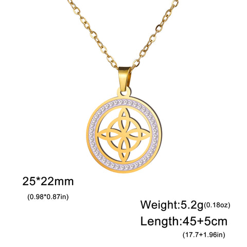 Skyrim Witchcraft Witch Knot Necklace - Stainless Steel Amulet with Clear Zircon Pendant | Perfect Wicca Jewelry Gift