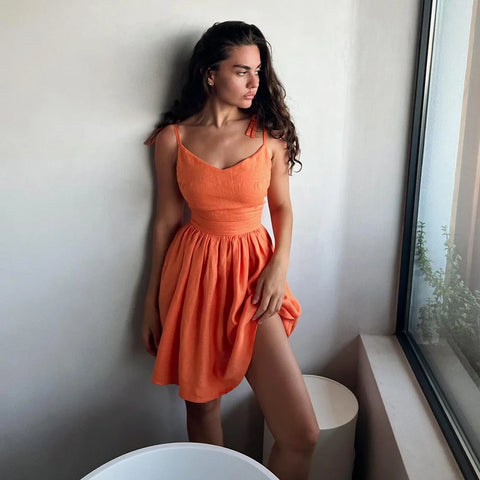 TARUXY Sexy Backless Beach Dress for Women - Elegant V Neck Maxi Sundress