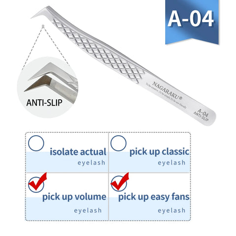NAGARAKU Eyelash Extension Tweezers - Precision Stainless Steel Makeup Tool