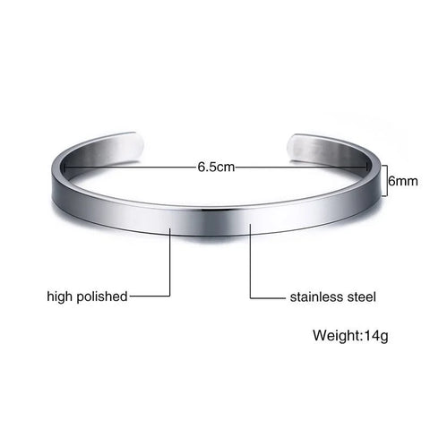 Men's Thin Stainless Steel Cuff Bracelet - Stylish & Versatile Gift for Him