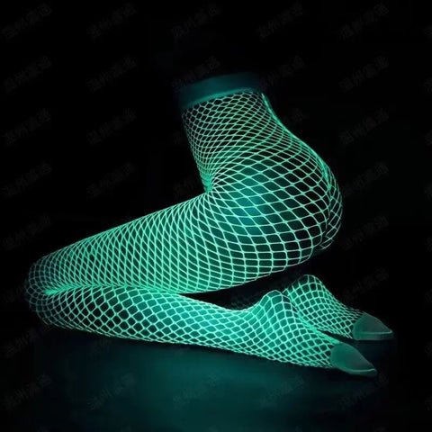 Night Fluorescent Women's Long Socks Fishnet Body Stockings Curve Lingerie