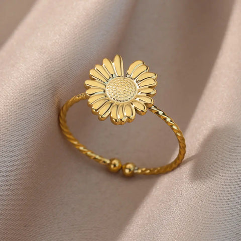 Irregular Hollow Opening Rings for Women - Gold Stainless Steel Geometric Fashion Jewelry