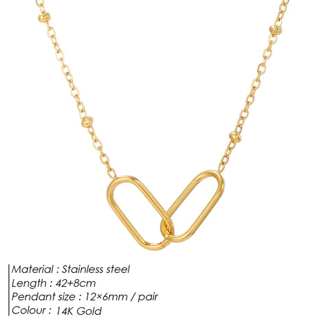 eManco Hot Fashion Stainless Steel Link Infinity Necklace - Women's Geometric Double Paperclip Pendant Jewelry