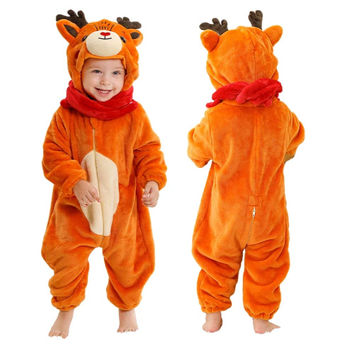 MICHLEY Winter Baby Rompers Hooded Flannel Cosplay