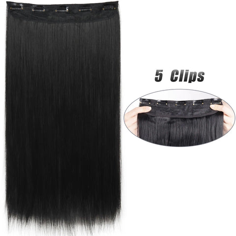 Long Wavy 5 Clip In Hair Extensions - Black Blonde Mix