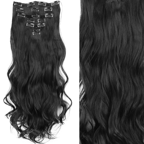 22-Inch Long Straight Wavy Hair Extensions Set