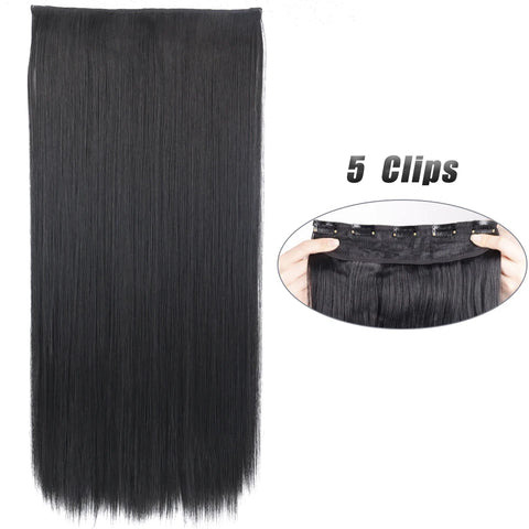 Synthetic 5 Clip In Hair Extensions 80CM - Long Straight Hairpiece