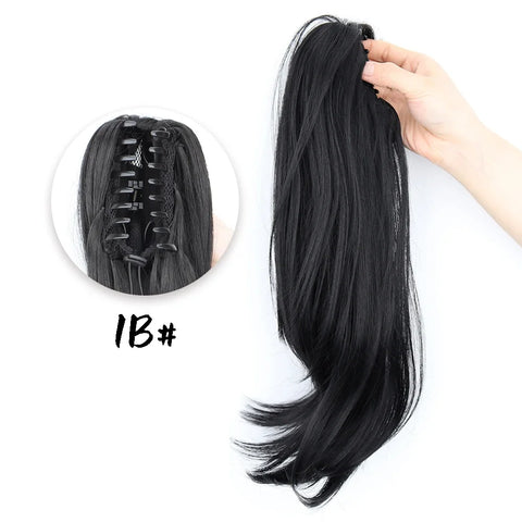 AZQUEEN Synthetic Long Wavy Ponytail Hair Extensions - Brown Black - 18 Inch