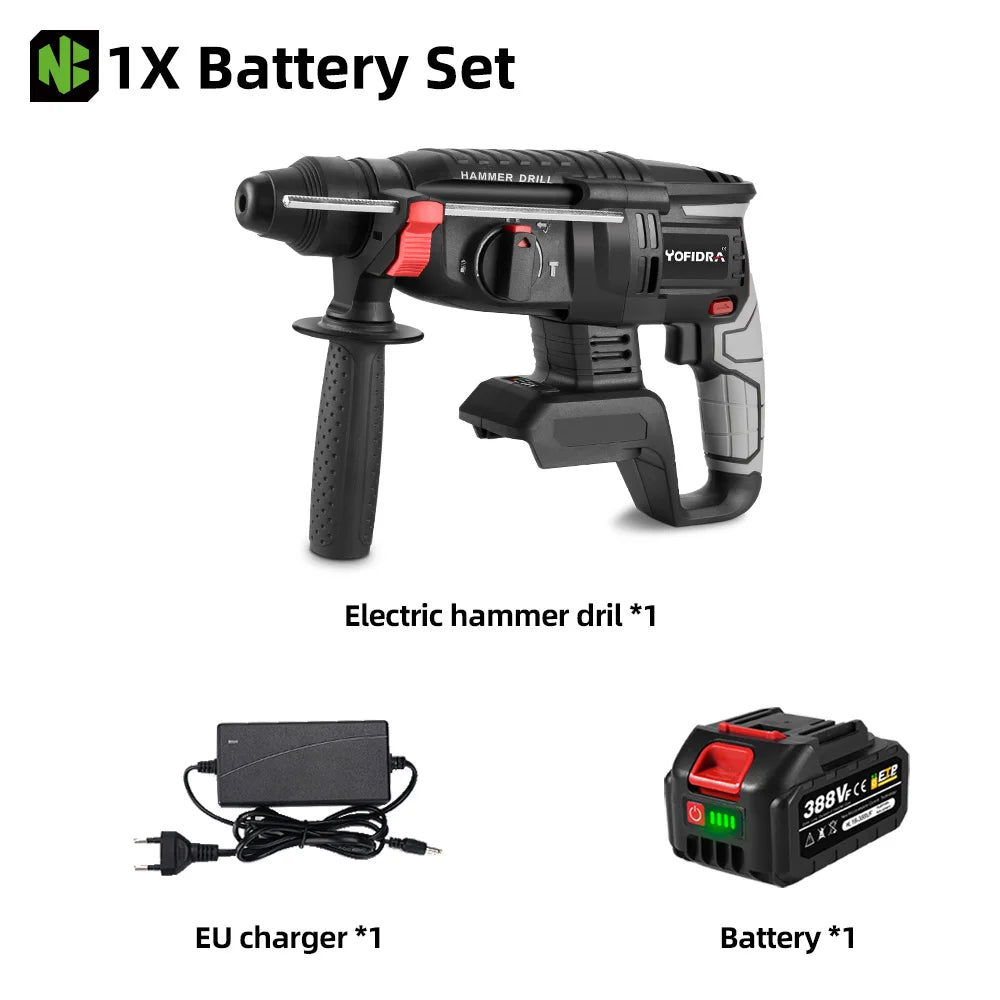 1680W 26mm Brushless Cordless Rotary Hammer – Multi-Function Impact Drill for Makita Battery Pin
