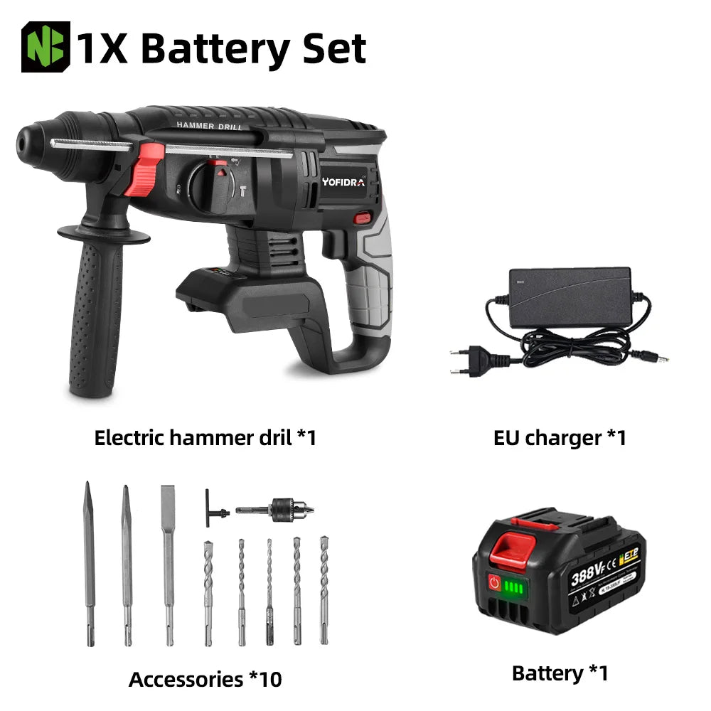 1680W 26mm Brushless Cordless Rotary Hammer – Multi-Function Impact Drill for Makita Battery Pin