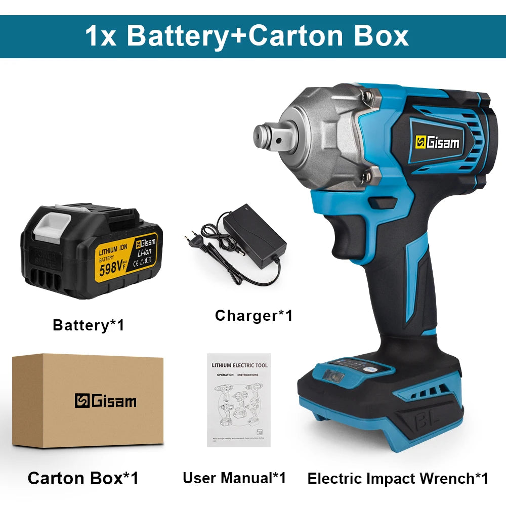 G Perfil 1200Nm Brushless Cordless Impact Wrench – 1/2" Electric Driver for Makita 18V Battery Pin