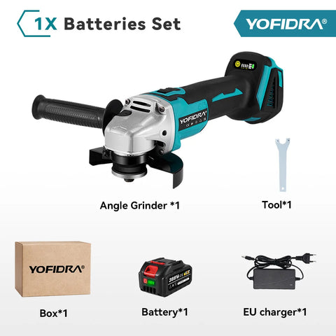YOFIDRA 3000W 125mm borstelloze elektrische haakse slijper – Gereedschap voor het zagen, slijpen en polijsten van metaal en hout voor Makita accupin