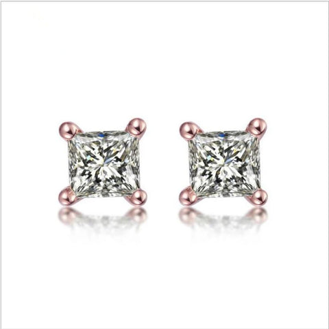 IOGOU Square Zirconia Stud Earrings – 925 Sterling Silver
