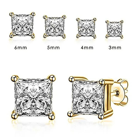 IOGOU Square Zirconia Stud Earrings – 925 Sterling Silver