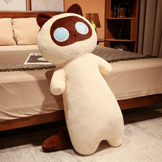 Big Long Cat Plush Pillow – Soft Stuffed Nap Cushion for Kids’ Birthday & Home Comfort