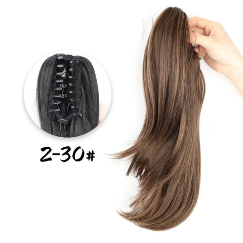AZQUEEN Synthetic Long Wavy Ponytail Hair Extensions - Brown Black - 18 Inch