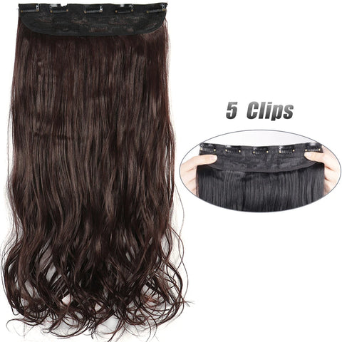 Long Wavy 5 Clip In Hair Extensions - Black Blonde Mix