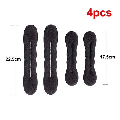 1/4PCS Zachte spons haarroller stylingtool - Zwarte knotmaker en krultang 