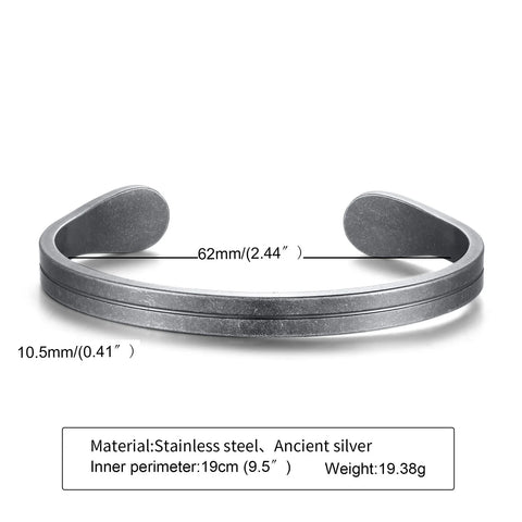 Men's Thin Stainless Steel Cuff Bracelet - Stylish & Versatile Gift for Him