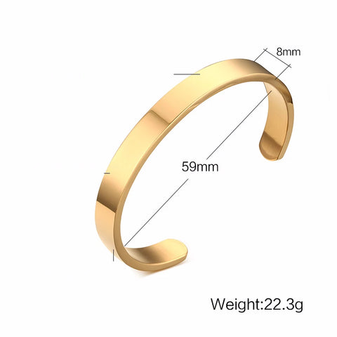 Stylish 3-10MM Cuff Bracelets for Men & Women - Gold, Silver, Black Stainless Steel Bangles