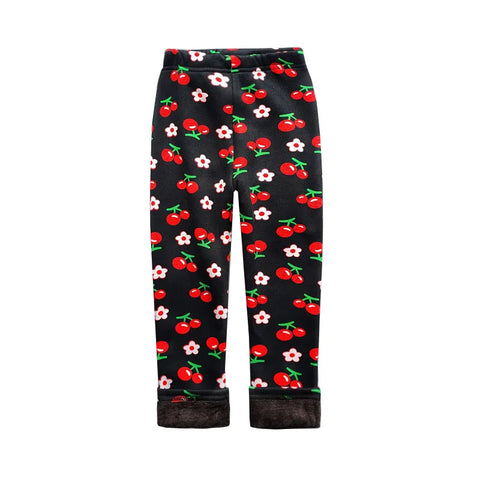 Vintage Floral Fleece Leggings for Girls