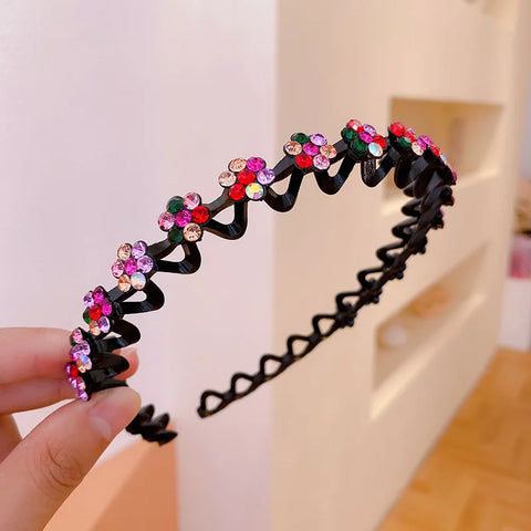 Non-Slip Rhinestone Flower Hairbands - Elegant Pearl Hair Accessories for Women