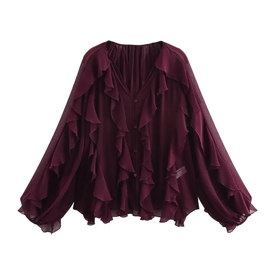 MUJER Ruffle Dames Blouses - Casual Lente Tops 