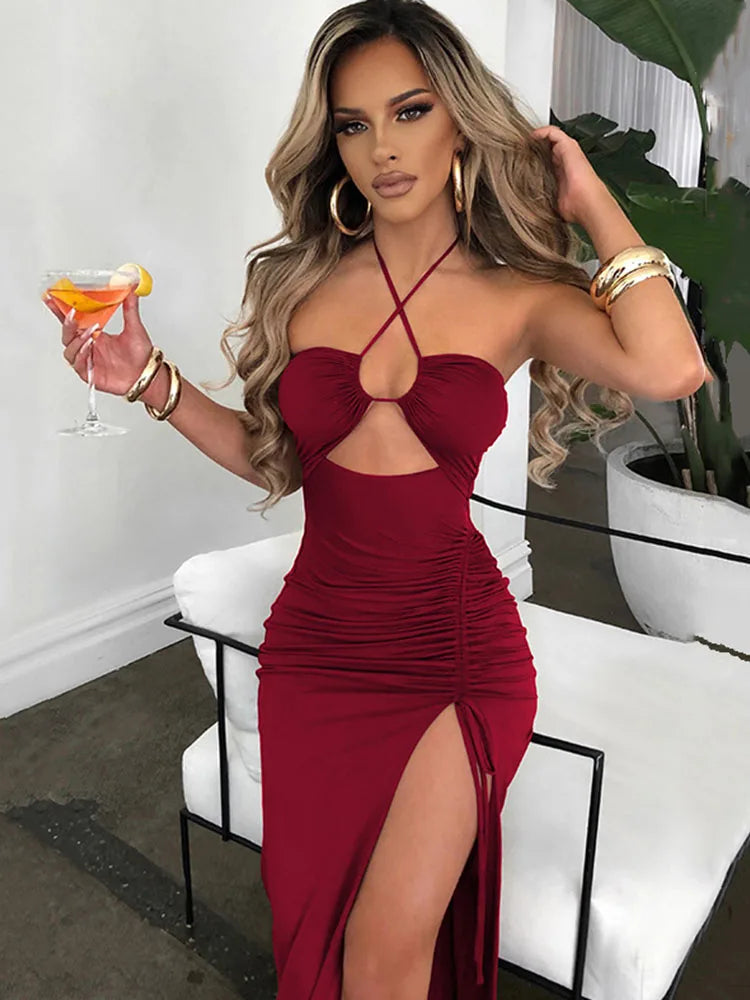Sleeveless Sexy Midi Backless Bodycon Dress for Women - Perfect Night Club Party Wear