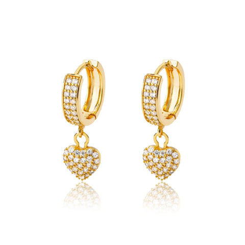 Hollow Zircon Heart Earrings for Women - Luxury Stainless Steel Geometric Jewelry Gift
