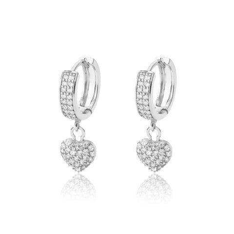 Hollow Zircon Heart Earrings for Women - Luxury Stainless Steel Geometric Jewelry Gift