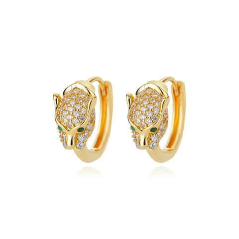 Punk CZ Stone Crystal Panther Hoop Earrings – Statement Jewelry for Women