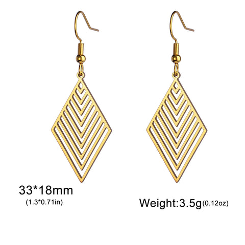 Skyrim Bohemian Flower Filigree Drop Earrings - Stainless Steel Waterproof Dangle Earrings for Women