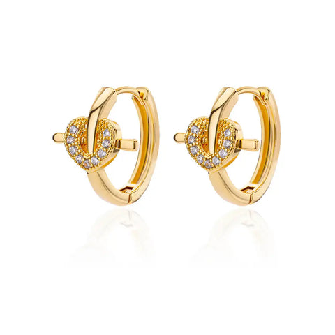 Zircon Round Star Earring for Women - Geometric Stainless Steel Heart Hoop Aesthetic Jewelry Gift