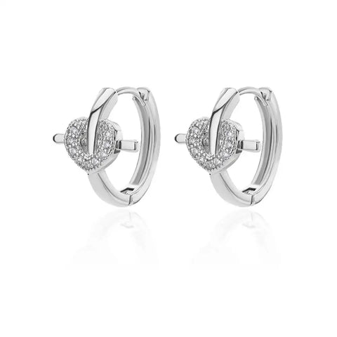 Zircon Round Star Earring for Women - Geometric Stainless Steel Heart Hoop Aesthetic Jewelry Gift