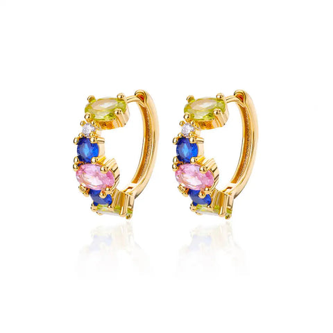 Zircon Round Star Earring for Women - Geometric Stainless Steel Heart Hoop Aesthetic Jewelry Gift