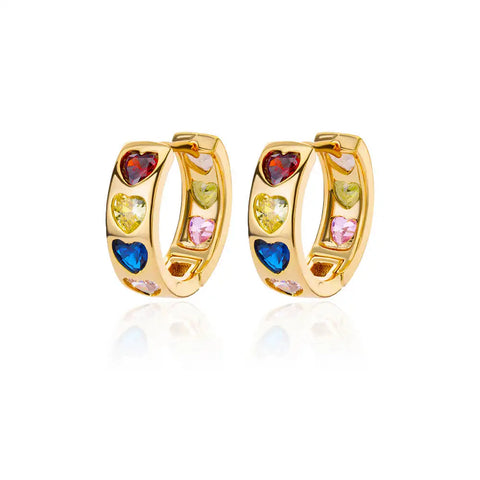 Colored Rainbow Zircon Earrings for Women - Mini Stainless Steel Geometric Circle Jewelry for Weddings and Parties