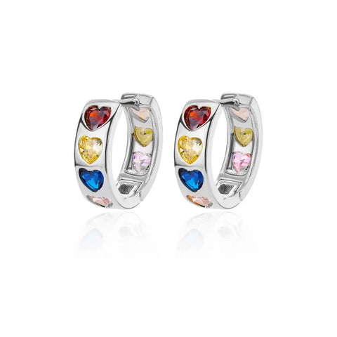 Zircon Round Star Earring for Women - Geometric Stainless Steel Heart Hoop Aesthetic Jewelry Gift