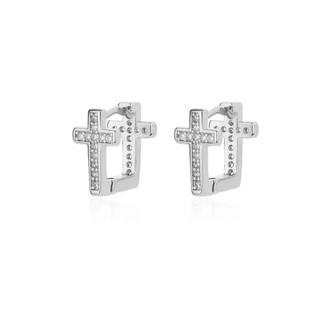 Zircon Cross Dangle Earrings for Women – Trendy Stainless Steel Wedding Jewelry