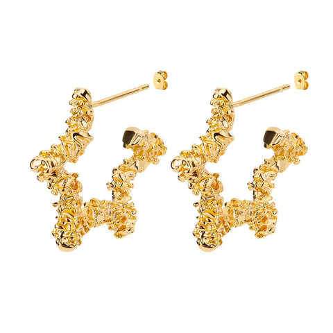 Zircon Starfish Stud Earrings for Women - Gold Stainless Steel Statement Jewelry Gift