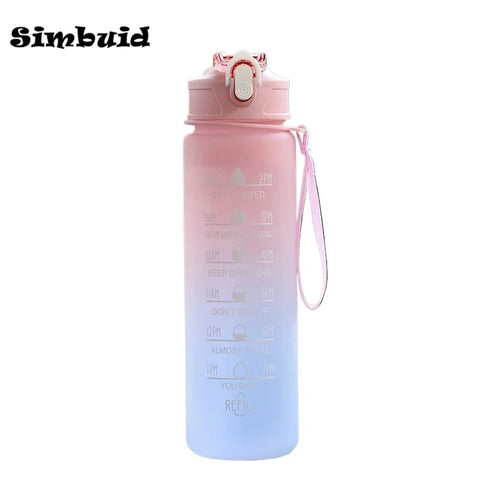 Gradient Color Sports Bottle with Time Scale – 600ML/750ML/1000ML Portable Fitness Mug