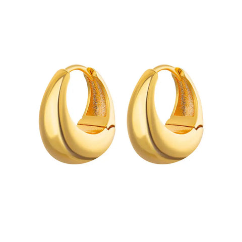 Vintage Beads Earrings for Women - Gold Plated Stainless Steel Geometric Hoop Earrings - Trending Luxury Christmas Jewelry Gift
