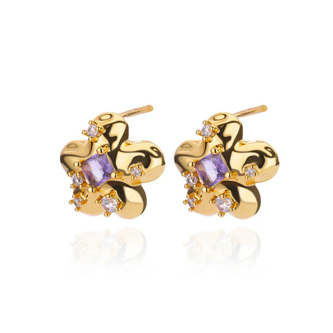 Zircon Starfish Stud Earrings for Women - Gold Stainless Steel Statement Jewelry Gift