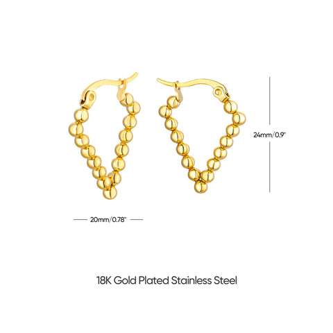 Vintage Beads Earrings for Women - Gold Plated Stainless Steel Geometric Hoop Earrings - Trending Luxury Christmas Jewelry Gift