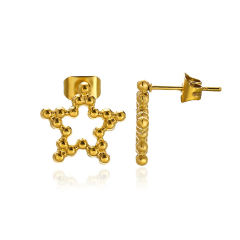 Zircon Starfish Stud Earrings for Women - Gold Stainless Steel Statement Jewelry Gift