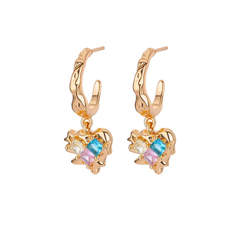 Zircon Starfish Stud Earrings for Women - Gold Stainless Steel Statement Jewelry Gift