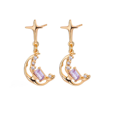 Zircon Starfish Stud Earrings for Women - Gold Stainless Steel Statement Jewelry Gift