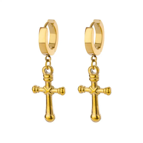 Zircon Cross Dangle Earrings for Women – Trendy Stainless Steel Wedding Jewelry