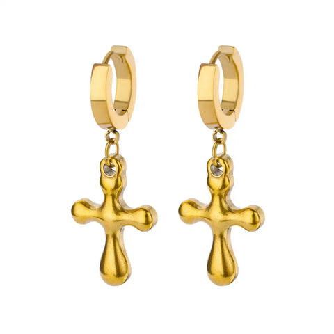 Zircon Cross Dangle Earrings for Women – Trendy Stainless Steel Wedding Jewelry